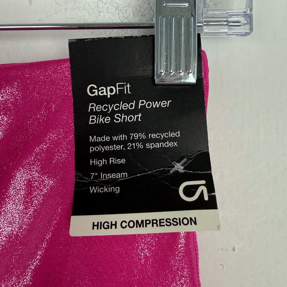 NWT GAP Fit Recycled Power Bike Short 7" Hi-Rise Pink Shimmer Size XS NEW - Picture 6 of 14